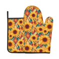 thumbnail image 1 of Xecao Diamond Bohemian Sunflower Pattern Oven Mitts and Pot Holders Sets Heat Resistant Silicone Oven Mittens Extra Thicken Long Kitchen Cotton Oven Glove for Cooking, 1 of 7