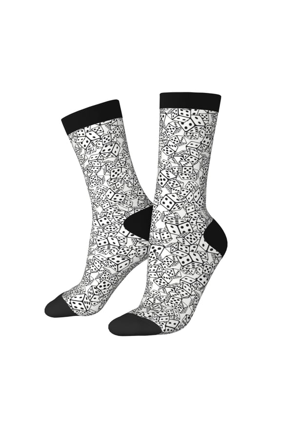 Dice Cubes Pattern Sport Socks for Women and Men Crew Socks Sporty Calf Socks Casual Socks