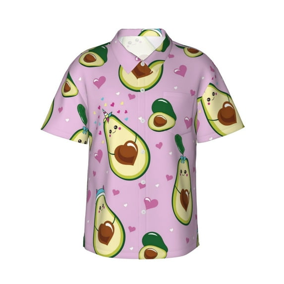 Xecao Different Avocados print Hawaiian shirt - a stylish short-sleeve button-down for men, perfect for casual beach and tropical outings.