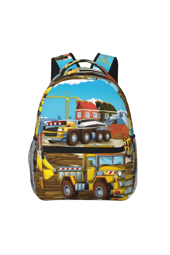 Different Construction Site Vehicles Backpack, a stylish and functional choice for both men and women, is the perfect basic bookbag for college, work, or travel