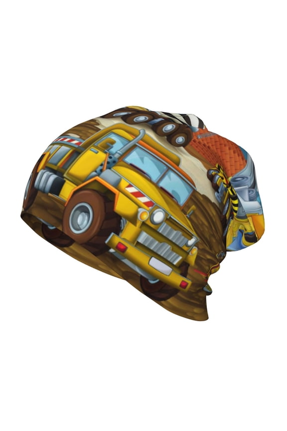 Different Construction Site Vehicles Print Beanie Hat Toddler Girls Boys, Baby Hats Winter Warm Knitted Thermal, Kids Winter Caps