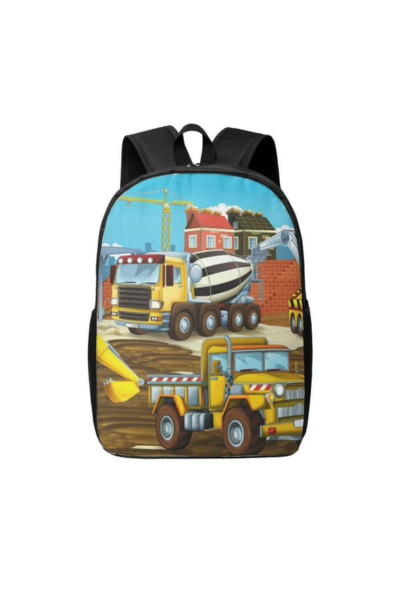 Different Construction Site Vehicles print Travel Backpack, Large Computer Backpack for Men Women, College School Rucksack Book Bag
