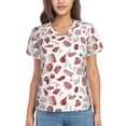 thumbnail image 1 of Xecao Different Meat for Women's V-Neck T-Shirts-Elegant Half-Sleeve Tops Perfect for Summer-Medium, 1 of 5
