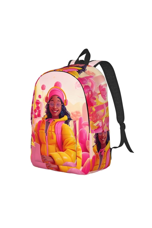 Digital Nomad Pink Landscape for Canvas College Laptop Backpack, a Durable Rucksack for Both Men and Women, ideal for travel, school, and daily use Bag-Small