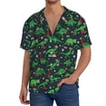 thumbnail image 1 of Xecao Dino Christmas Party Men's Casual Short-sleeved Shirt, a button-up collared shirt with a pocket-Small, 1 of 5