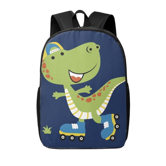Xecao Dino Playing Roller Skate print Travel Backpack, Large Computer Backpack for Men Women, College School Rucksack Book Bag