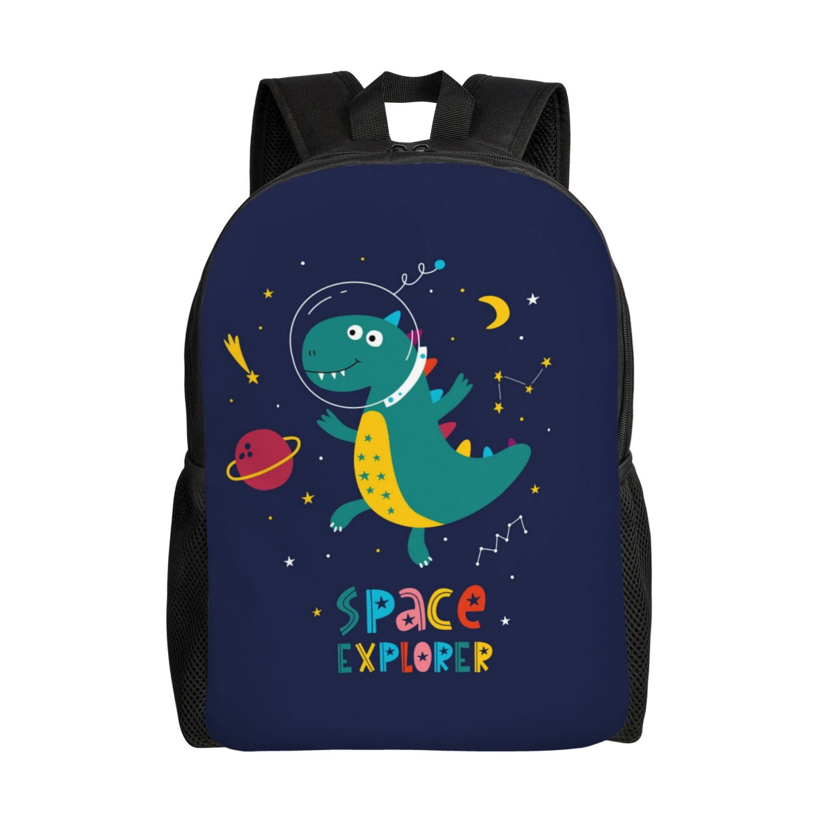Xecao Dinosau Space Explorer Print School Backpack with Laptop Compartment Small Travel Laptop Backpack for Women Men Waterproof College Backpack Simple School Bag