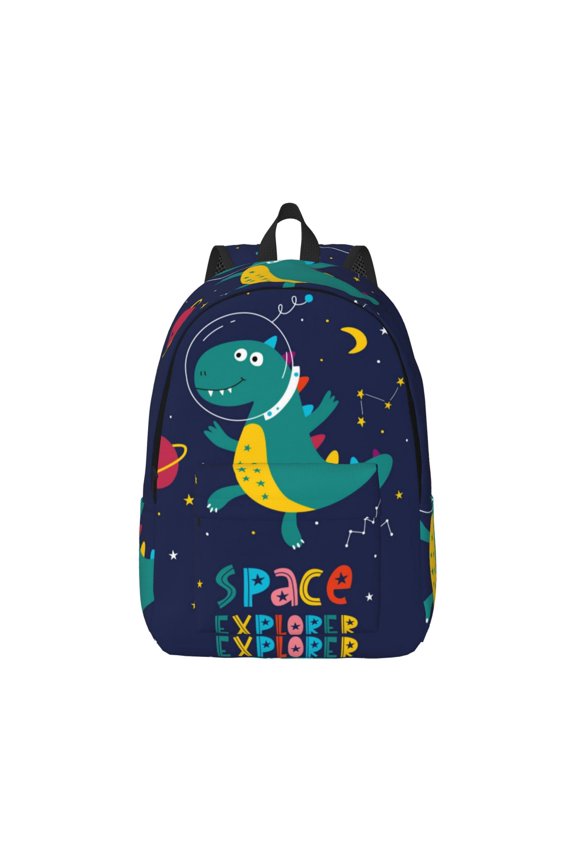 Dinosau Space Explorer for Canvas College Laptop Backpack, Durable Rucksack Travel Notebook Bag School Backpack Book Bag for Men Women