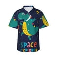 thumbnail image 1 of Xecao Dinosau Space Explorer print Hawaiian shirt - a stylish short-sleeve button-down for men, perfect for casual beach and tropical outings., 1 of 9