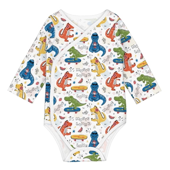 Xecao Dinosaur Print Baby unisex-baby Cotton Long-sleeve Bodysuits-18 Months