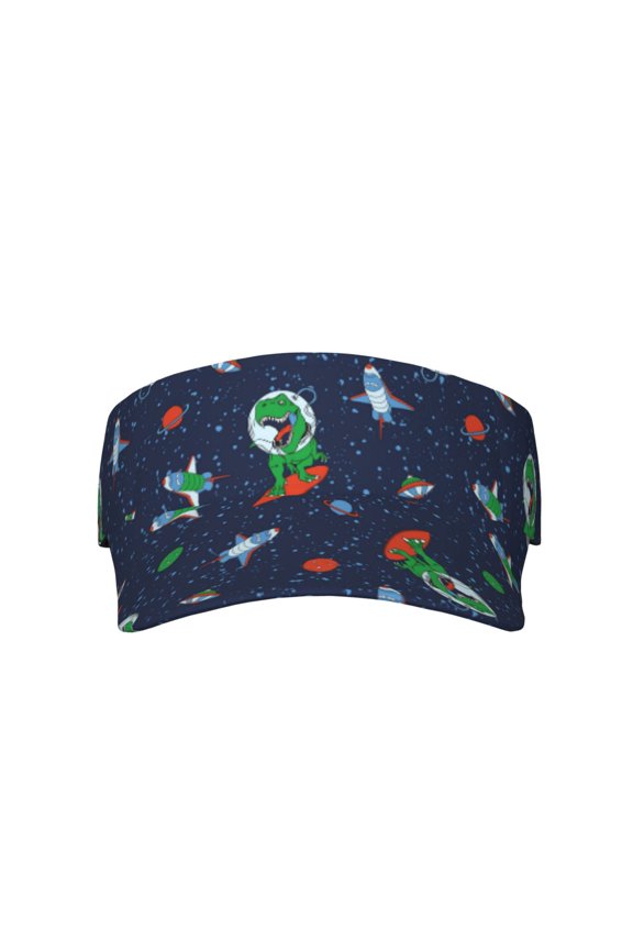 Dinosaur Astronaut Space Surfing for Adult Sun Cap offers versatile sun protection with adjustable Velcro for a secure fit.