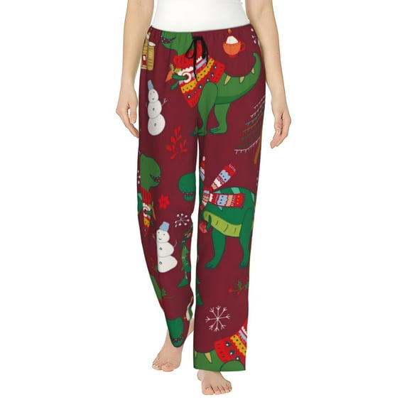 Xecao Dinosaur Christmas Happy New Year Women's Straight Lounge Pajama Pants: The Epitome of Relaxed Sleepwear