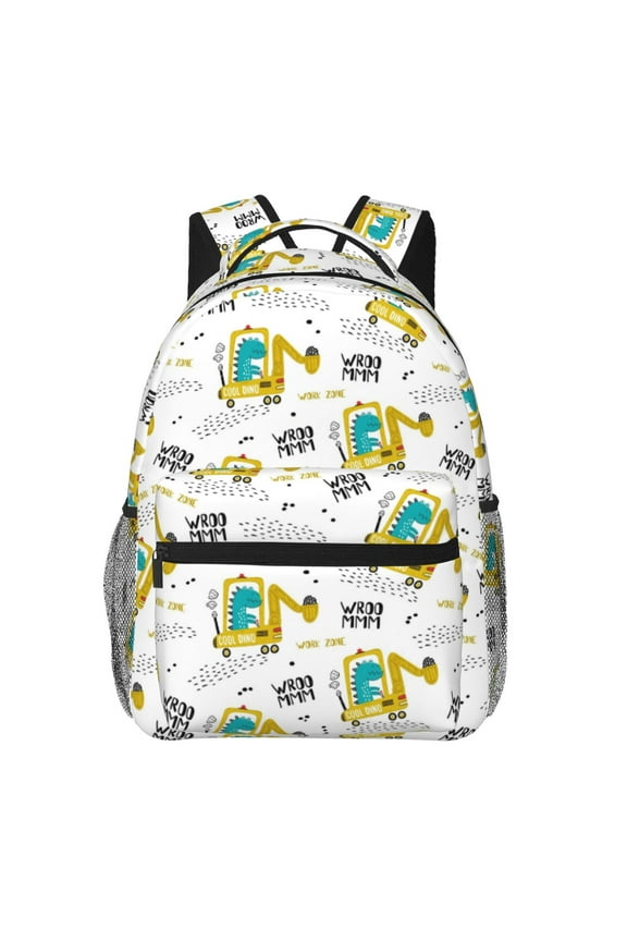 Dinosaur on Excavator Backpack, a stylish and functional choice for both men and women, is the perfect basic bookbag for college, work, or travel
