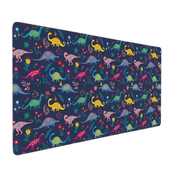 Xecao Dinosaur Flowers Print Large Mouse Pad, 16x35.5in Mousepad, Professional Non-Slip Rubber Base Big Mouse Pad, Mouse Pad for Gaming & Office Full Desk Mouse Pad