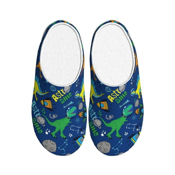 Xecao Dinosaur In Space Print Cotton Slippers Fuzzy Warm Cozy Slippers Non Slip House Slippers For Indoor Outdoor Cotton Slippers House Slippers-8