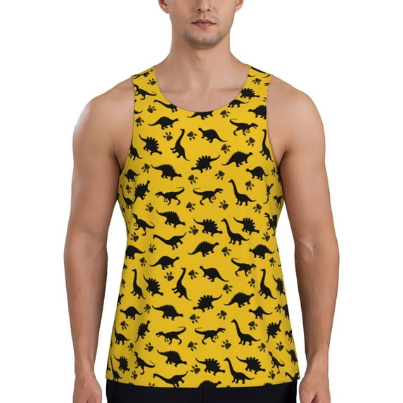Xecao Dinosaur Men's Tank Top Workout Quick Dry Sleeveless Gym Jogging Muscle Shirts Summer Swim Beach Tops
