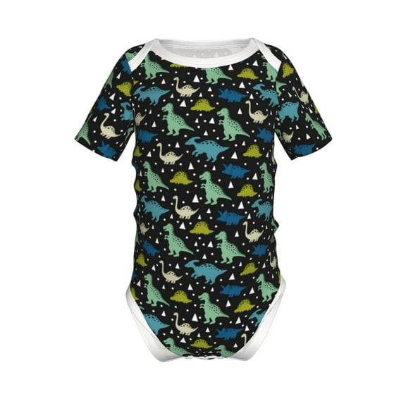 Xecao Dinosaur Pattern Baby Climbing Bodysuit Short Sleeve Onesie Unisex 0-12 Months Baby Shirt Newborn Outfits Crotch snap design-18 Months