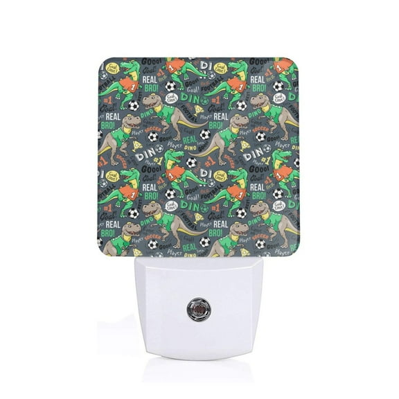 Xecao Dinosaur Plays Soccer for Night Light - a Wall-mounted LED Fixture with A Dusk-to-dawn Sensor, Ideal for Bedrooms, Bathrooms, Hallways, and Kitchens-EU