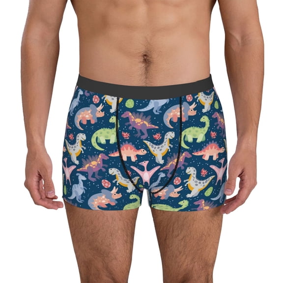 Xecao Dinosaur Print Men's Underwear Boxer Briefs Pack - Your ComfortSoft, Moisture-Wicking, and Breathable Choice for Men's Underwear-Large