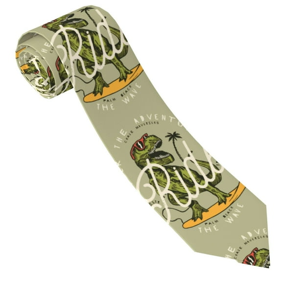 Xecao Dinosaur Print Tie For Men Necktie Woven Jacquard Neck Ties,Classic Men's Tie