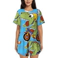 thumbnail image 1 of Xecao Dinosaur Riding a Motorcycle print Swimsuit for women, Summer-ready, sporty style.Quick-dry fabric. Many sizes & colors., 1 of 9