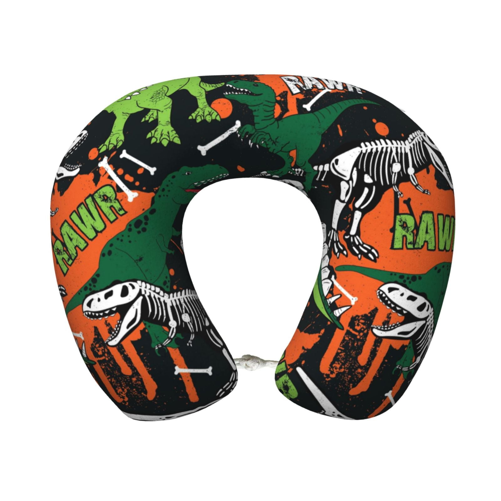 Xecao Dinosaur Skeleton Print Memory Foam Cervical Neck Pillow Versatile U-Shaped Pillows for Home,Office,Camping,Travelling,Soft Washable Cover