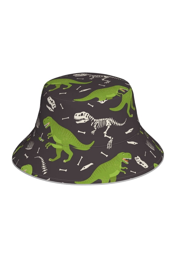 Dinosaur Skeleton Print Men and Women Night Reflective Hat Runner Cap Visor Bucket Hat Boonie Cap