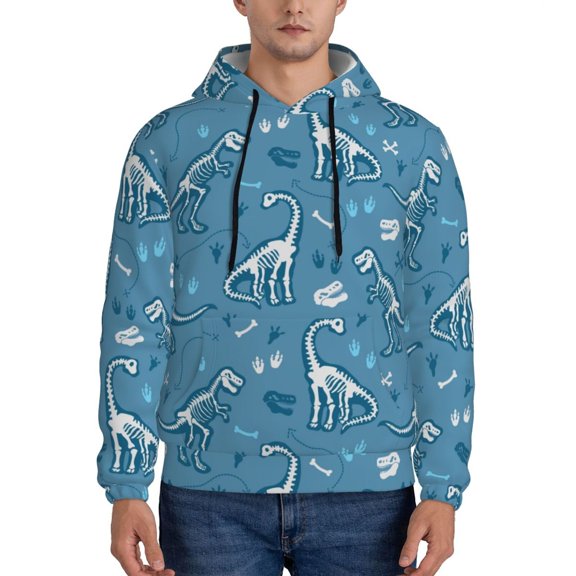 Xecao Dinosaur Skull Pattern Men's Adult Pullover Hoodie,Hooded Sweatshirt-XX-Large
