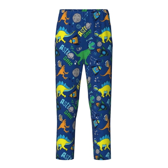 Xecao Dinosaur In Space Print Teenagers' Pajama Pants Long Sleep Pants Soft Elastic Waist Pajama Bottoms Elastic waist with 2 Pockets 5-16 Years-XS(5-6)
