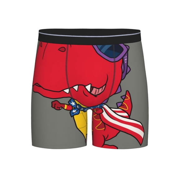 Xecao Dinosaur Super Hero Cartoon Print Boxer Briefs for Men's Stretch Moisture-Wicking Underwear, Mid-Rise Classics breathable fabric