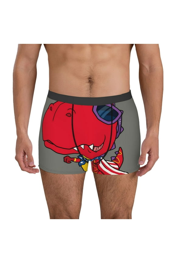 Dinosaur Super Hero Cartoon Print Men's Underwear Boxer Briefs Pack - Your ComfortSoft, Moisture-Wicking, and Breathable Choice for Men's Underwear-Small