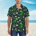 thumbnail image 1 of Xecao Dinosaur and Bone print Hawaiian shirt - a stylish short-sleeve button-down for men, perfect for casual beach and tropical outings., 1 of 9