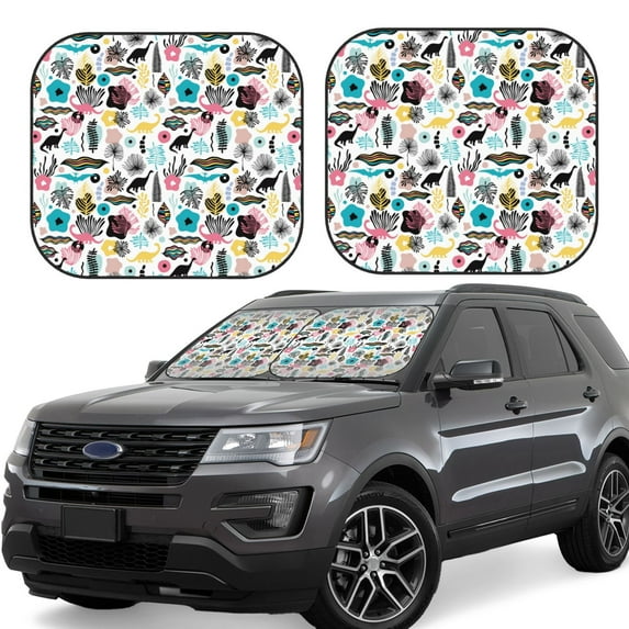 Xecao Dinosaur for Foldable Car Sun Shades (2-Pack) offer sun protection with an easy-fold design for convenient windshield shading.