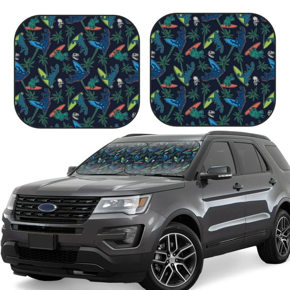Xecao Dinosaur for Foldable Car Sun Shades (2-Pack) offer sun protection with an easy-fold design for convenient windshield shading.
