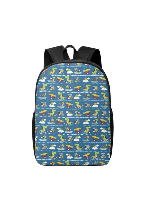 Dinosaur on the Beach Vacation print Travel Backpack, Large Computer Backpack for Men Women, College School Rucksack Book Bag