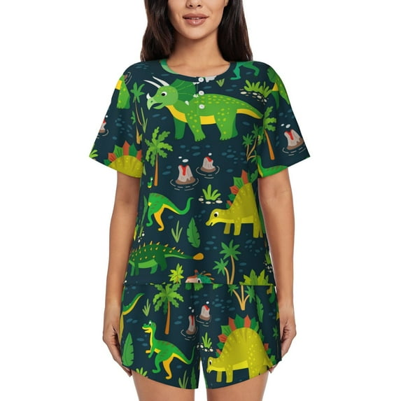 Xecao Dinosaurs and Flowers print Swimsuit for women, Summer-ready, sporty style.Quick-dry fabric. Many sizes & colors.