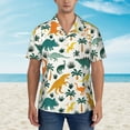 thumbnail image 1 of Xecao Dinosaurs and Tropical Leaves print Hawaiian shirt - a stylish short-sleeve button-down for men, perfect for casual beach and tropical outings., 1 of 9