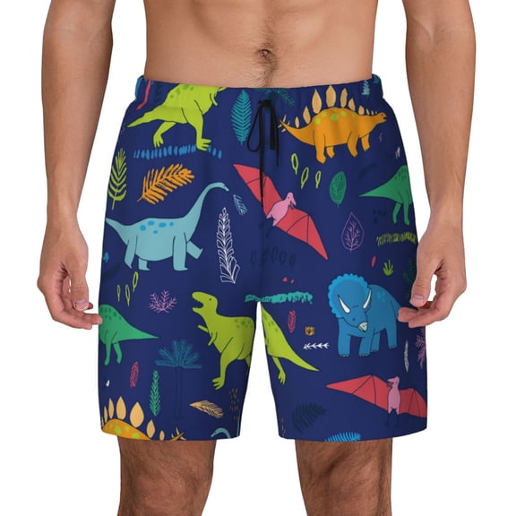Xecao Dinosaurs for Men's Swimming Trunks Swim Trunks Quick Dry Swim Shorts with Mesh Lining Funny Swimwear Bathing Suits