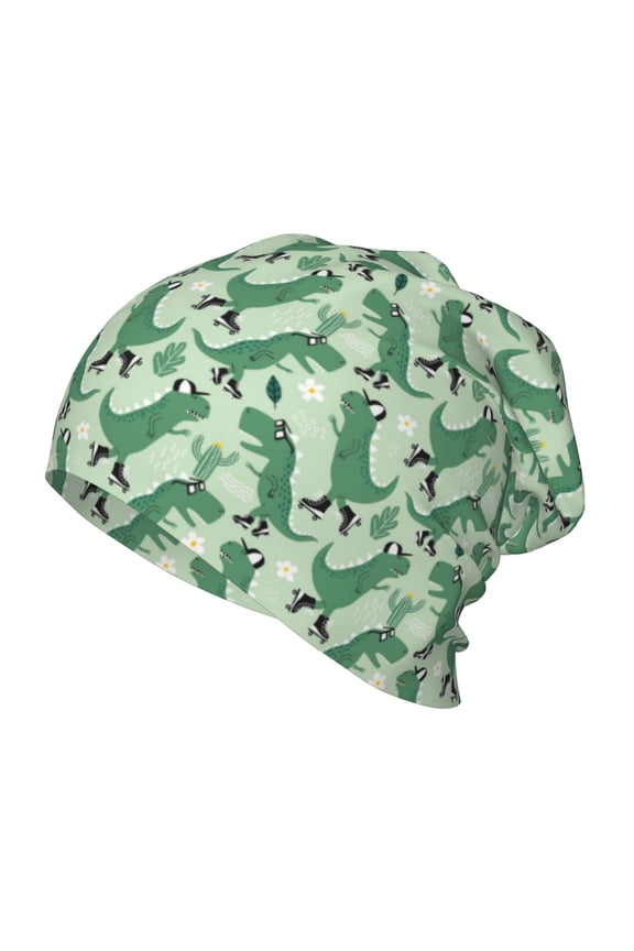 Dinosaurs on Roller Skater Print Beanie Hat Toddler Girls Boys, Baby Hats Winter Warm Knitted Thermal, Kids Winter Caps