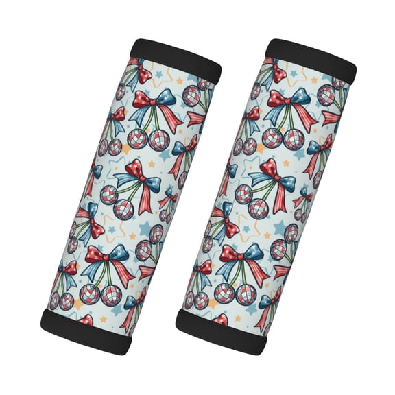 Xecao Disco Ball Cherry With Bow Print 2 Pack Luggage Handles Wrap Grips Identifiers Bright Luggage Markers, Unique Travel Essentials,Bright Luggage Markers