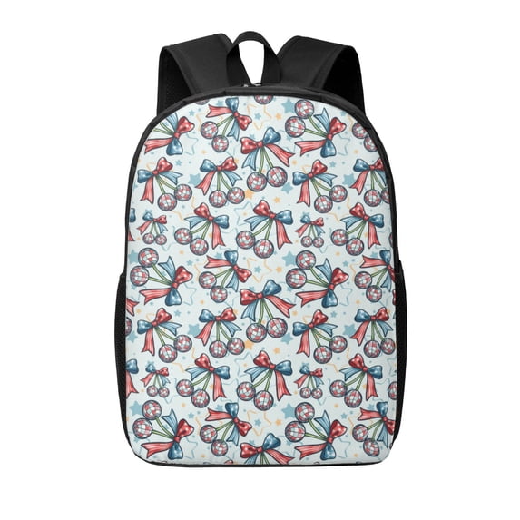 Xecao Disco Ball Cherry With Bow print Travel Backpack, Large Computer Backpack for Men Women, College School Rucksack Book Bag