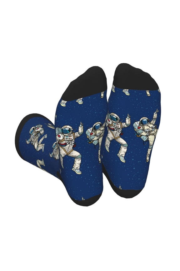 Disco party Astronaut Dancing Print Crew Socks for Men and Women, Men's Soft Moisture-wicking Sock