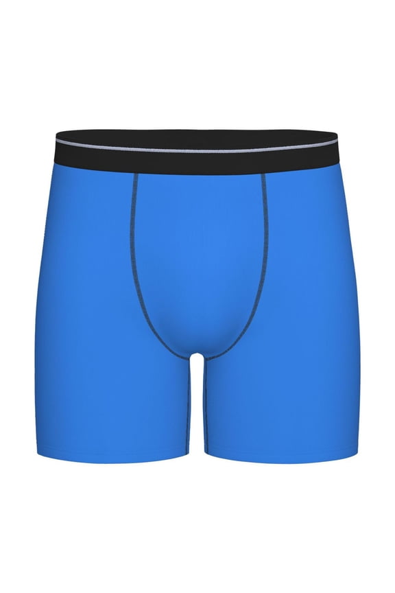 Dodgerblue Print Boxer Briefs for Men's Stretch Moisture-Wicking Underwear, Mid-Rise Classics breathable fabric