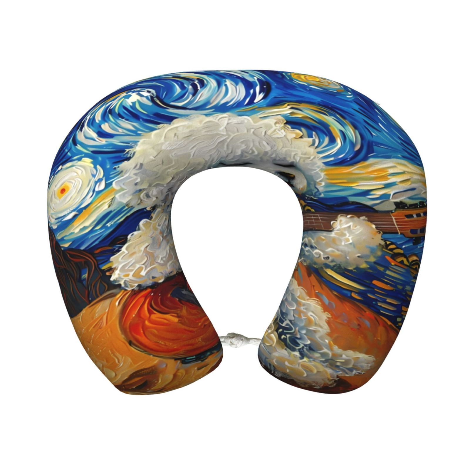 Xecao Dog Guitar Starry Night Print Memory Foam Cervical Neck Pillow Versatile U-Shaped Pillows for Home,Office,Camping,Travelling,Soft Washable Cover