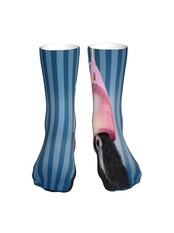 Dog in Hairdresser Print Fashion No Heel Casual Crew Socks Cushioned Breathable for Men Women - Moisture wicking,Not easy to fade Suitable for daily