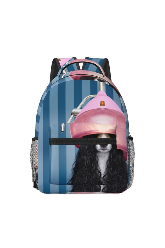 Dog in Hairdresser Travel Backpack: A spacious, stylish computer backpack ideal for men and women, perfect for college, school, or daily travels