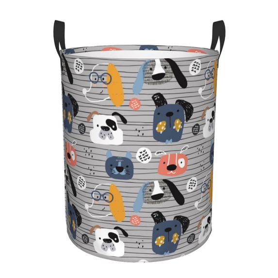 Xecao Dog Print Laundry Hamper Basket,designed for Blanket Storage and Nursery Clothes in the Bedroom