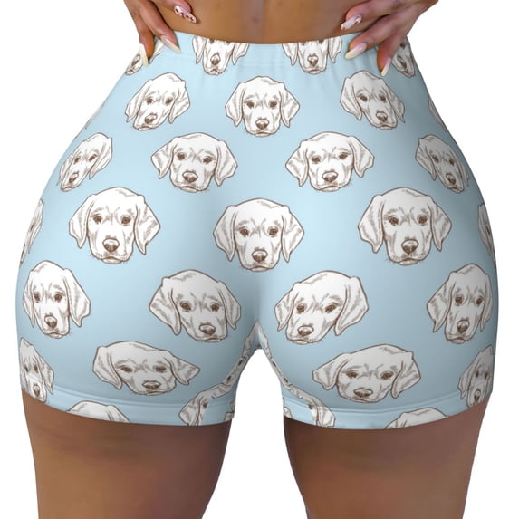 Xecao Dog Print Workout Shorts for Women Soft Smooth Gym Yoga Scrunch Active Tennis Workout Running Shorts