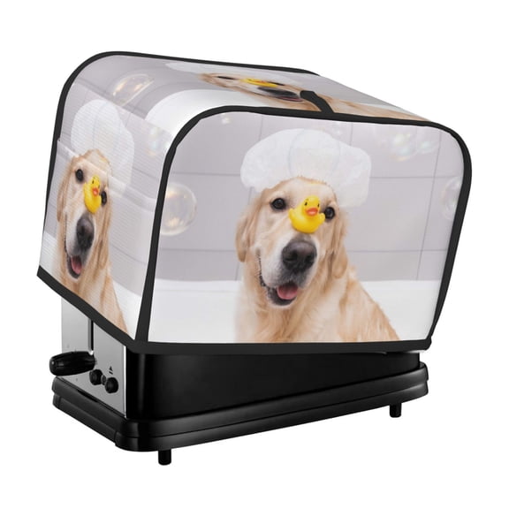 Xecao The Dog Is Sitting In A Bubble Bath Print 2 Slice Toaster Cover with Pockets, Small Appliance Cover, Dust and Fingerprint Protection, Machine Washable