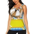 thumbnail image 1 of Xecao Dog Takes a Bath in the Bathtub print women's scoop neck, loose-fit workout tank tops for the gym., 1 of 9